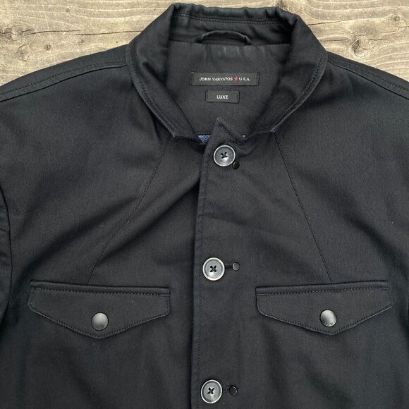 FW15 John Varvatos Luxe Cotton Utility Jacket Size 40 Black Multipocket Large - Picture 3 of 9